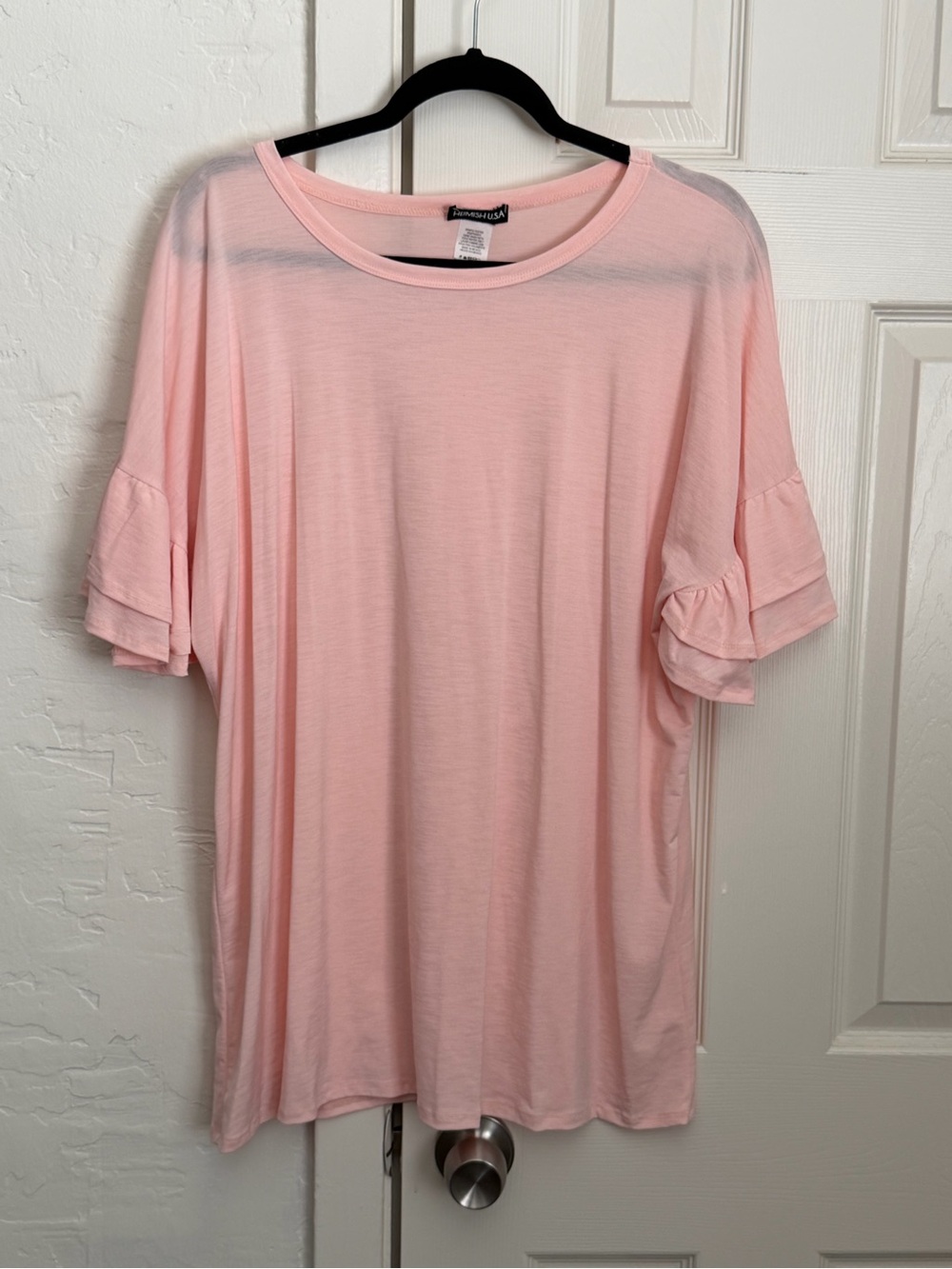 Heimish Peach Flutter Sleeve Top - 3X